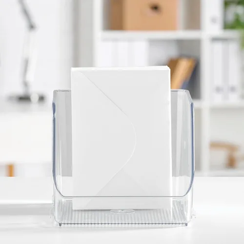 Vista 6 de iDesign - Bandeja de almacenamiento apilable con parte frontal abierta para despensa o almacenamiento doméstico, transparente, fabricada en EE. UU