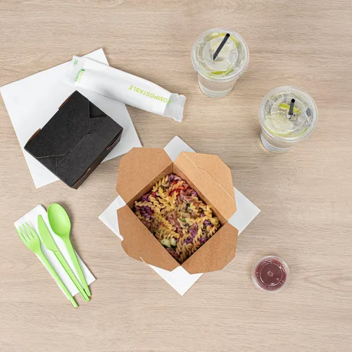 Vista 7 de Restaurantware Bio Tek - Cajas para llevar de 30 onzas, 200 loncheras para llevar, cierre de tabulación, resistentes al calor, desechables, de papel