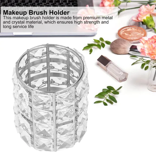 Vista 2 de Soporte para brochas de maquillaje, elegante caja de joyería de cristal, caja organizadora de joyas, aretes, anillos, organizador de tesoros