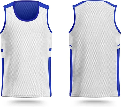 Vista 2 de LTHYTY Camisetas de baloncesto deportivas en blanco de malla reversible para rendimiento atlético, uniformes de equipo S-3XL
