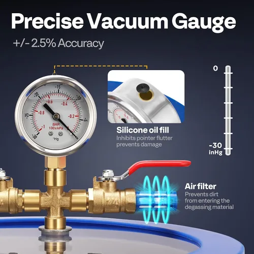 Vista 5 de VIVOHOME Cámara de vacío de 5 galones con bomba con 220 libras de alta precisión electrónica digital de carga de refrigerante Freon con funda, 4