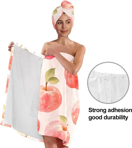Vista 4 de Juego de toallas de baño y toallas para el cabello para mujer, suave y absorbente de microfibra de secado rápido, con cierre elástico, toalla de spa