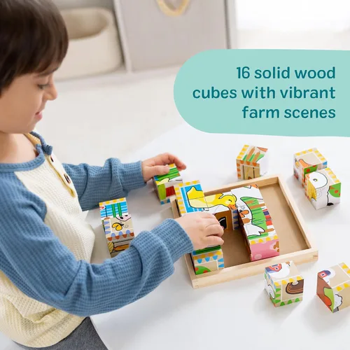 Vista 5 de Rompecabezas en cubo de granja de Melissa & Doug, Multicolor