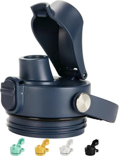 Vista 8 de Tapa con pico automático para botellas YETI Rambler, se adapta a botellas de 18/26/36/64 onzas, tapa de repuesto con botón de presión y asa