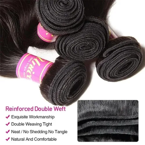 Vista 5 de Unice - Cabello ondulado brasileño 8A, cabello virgen, 3 unidades, extensiones tejidas de 100 % cabello humano, color natural, 3.3 a 3.5 onzas
