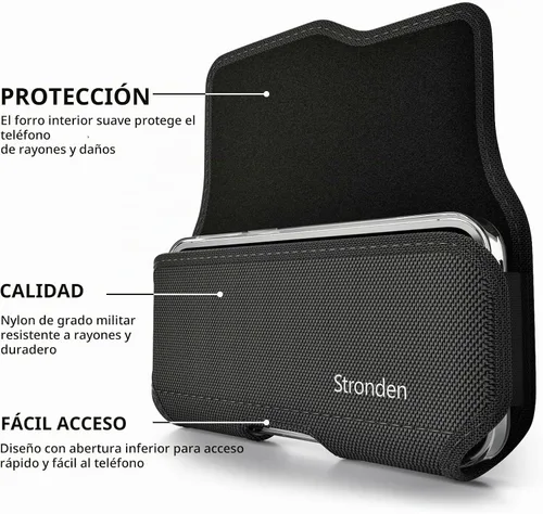 Vista 2 de Funda de cierre magnético para iPhone 17 Pro, 17e, 17, 16 Pro, 16, 16e, 15, 15 Pro, 14, 14 Pro, 13, 13 Pro, 12, 12 Pro, bolsa de nailon de grado
