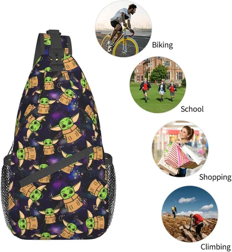 Vista 3 de Bolso bandolera para hombres y mujeres, mochila cruzada de dibujos animados de anime con llavero multiusos bolsa cruzada en el pecho