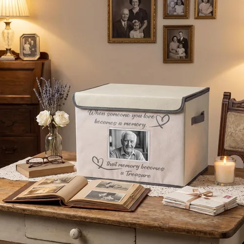 Vista 3 de LemonRoad Caja de recuerdos de 16 x 12 x 12 pulgadas, caja de recuerdo de celebración de la vida, regalo de bautismo funerario para recuerdos
