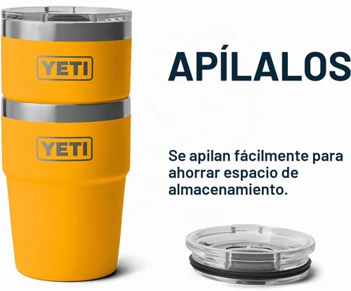 Vista 7 de YETI Rambler - Vaso apilable de 16 onzas, aislado al vacío, de acero inoxidable con tapa MagSlider Apilable