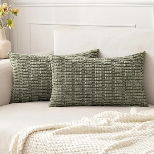 Vista 29 de MIULEE - Paquete de 2 fundas de cojín decorativas de corduroy, modernas y boho, suaves, con rayas, decoración del hogar, sofá, sala de estar, sillón
