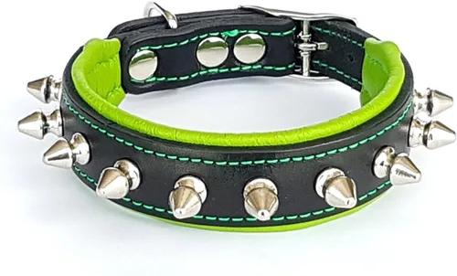 Vista 6 de Bestia "Collar puntiagudo con puntas de tornillo romo. Adecuado para razas de perros pequeños o cachorros. Interior y exterior de cuero acolchado