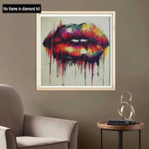 Vista 3 de Pintura de diamante 5D para manualidades, labios sexis por números, pintura de boca con diamantes para adultos, lienzo de taladro completo