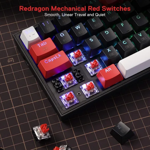 Vista 7 de Redragon K628 PRO - Teclado mecánico compacto con 75 de 3 modos 78 teclas teclado mecánico compacto intercambiable en caliente con enchufe PCB