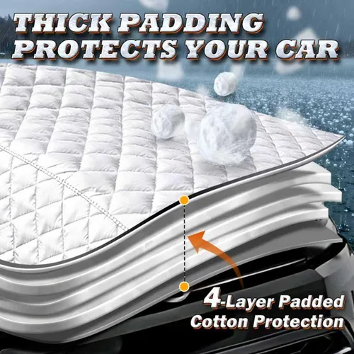 Vista 3 de Funda protectora de granizo para sedán, acolchado de algodón multicapa, protección superior gruesa para granizo, nieve e impacto