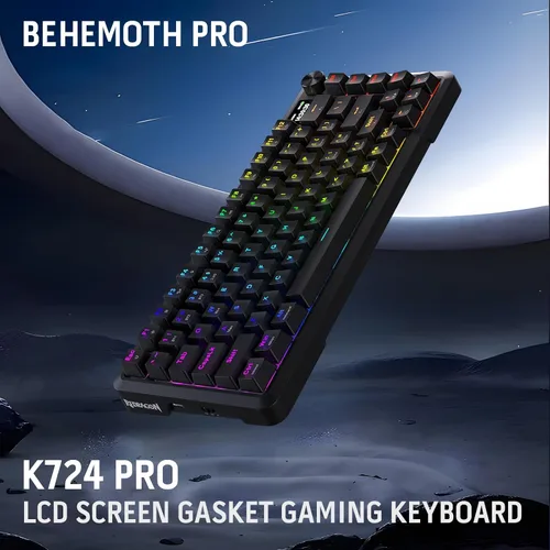 Vista 9 de Redragon K724 PRO Wireless Gasket Gaming Keyboard wHype Screen & Knob, 81-Key Mechanical Keyboard, Easy-Control 1.14 TFT Info Display, 5-Layer Noise