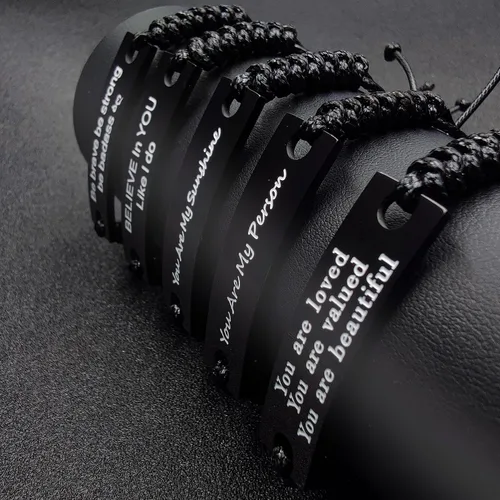 Vista 4 de Inspirational Bracelets Cuff Bangle Motivational Quotes Words Engraved, Friend Encouragement Jewery Gift for Men Women Teen Girls Students