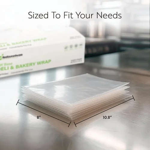Vista 2 de Restaurantware Paquete de 1000 envolturas de plástico para alimentos, 10.75 x 8 pulgadas, precortadas, transparentes, desechables, para microondas