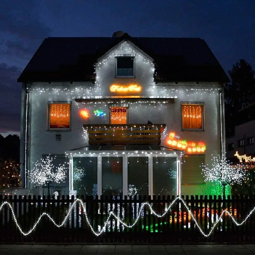 Vista 8 de Green Convenience - Guirnalda de luces de Navidad de 33 pies con 100 luces LED y función de memoria de temporizador, a baterías o USB, resistente al