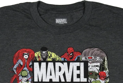 Vista 4 de Marvel Camiseta para hombre Marvel Avengers Comics Crew para hombre Gris Carbón jaspeado