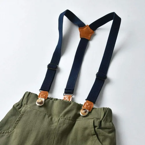 Vista 6 de Traje de Navidad para bebés y niños, camisa con corbatín, mameluco, tirantes, pantalones cortos, para boda, fiesta de cumpleaños, esmoquin, traje