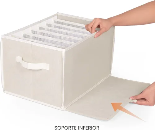 Vista 4 de Zilink Organizador de Ropa de Armario Mejorado con Tablero de Soporte Organizadores de Jeans Transparentes para Armario con Divisor de 7 Cuadrículas