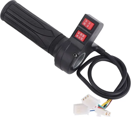 Vista 6 de Mango de acelerador de bicicleta eléctrica universal, 3 velocidades ajustable con control de avance/retroceso para kit de conversión (negro)