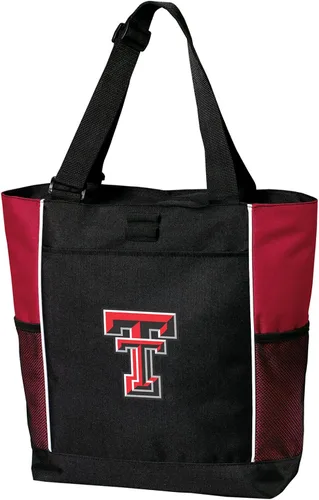 Vista 9 de Broad Bay Official Texas Tech Tote Bag Zippered Carryall Red Raiders Logo, 600D Canvas, Adjustable Handles, Front Pocket, Side Mesh Pockets, Work