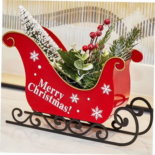 Vista 4 de IMIKEYA Decoración del hogar Trineo de Navidad Adornos de centro de mesa de Navidad Decoraciones de hierro forjado