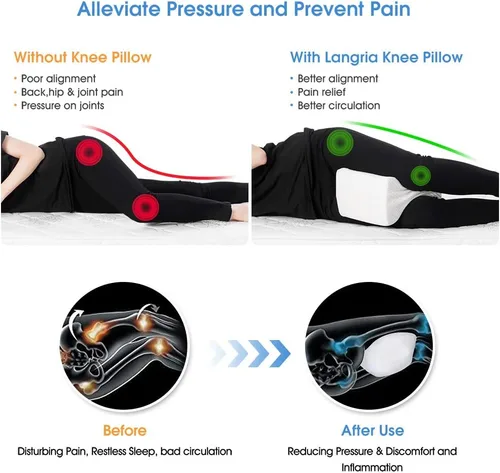 Vista 3 de ZOAN Almohada de rodilla para dormir de lado, almohada de rodilla de espuma viscoelástica, almohadas de piernas para dormir de lado para aliviar