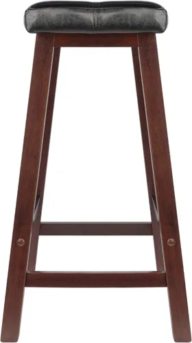 Vista 5 de Taburete con cojín Winsome Mona de 24 pulgadas, Madera PVC, Nogal Antiguo