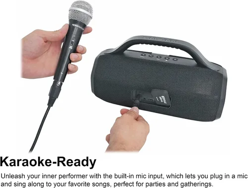 Vista 7 de Rockville SONIC-50L Altavoz Bluetooth portátil, sonido estéreo de 50 W, anillos LED duales, IPX5 resistente al agua, batería de hasta 24 horas, TWS