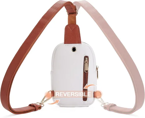 Vista 96 de Telena Riñonera pequeña para mujer, de cuero, cangureras, bolsa de pecho para mujer