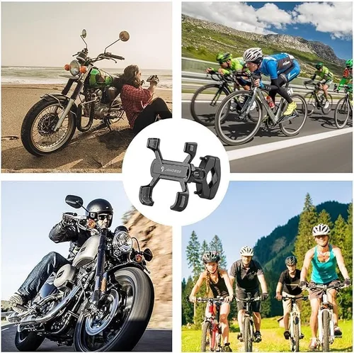 Vista 6 de Soporte ajustable para teléfono de bicicleta de 360°, soporte universal para teléfono de motocicleta con agarres de silicona antideslizantes, ajuste