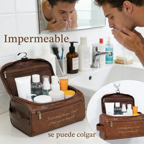 Vista 6 de Regalos personalizados para hombre Neceser Marrón oscuro