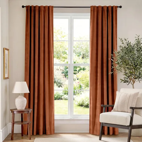 Vista 68 de Lazzzy Cortinas opacas de terciopelo beige de 84 pulgadas de largo con aislamiento térmico para oscurecer la habitación, cortinas forradas de lujo