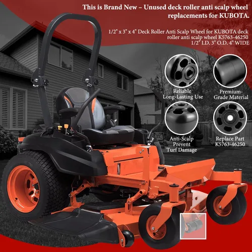 Vista 6 de Reemplazo de rueda anti cuero cabelludo de 1/2" x 3" x 4" para KUBOTA Repuestos para K5763-46250 K5763-46251 K5763-46253 Se adapta a RCK48P-723Z