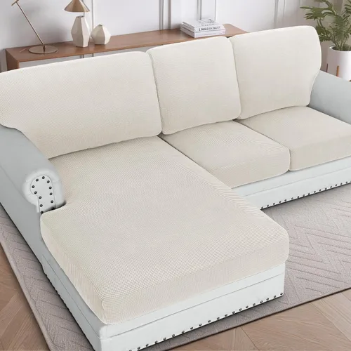 Vista 37 de H.Versailtex - Funda de sofá seccional de 1 pieza, funda deslizante para chaise con forma de L, funda de cojín separada para sofá seccional tanto