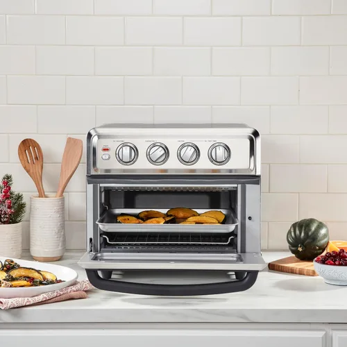 Vista 3 de Cuisinart Freidora de aire + horno tostador de convección, horno 8-1 con opciones para hornear, parrilla, asar y calentar, acero inoxidable, TOA-70