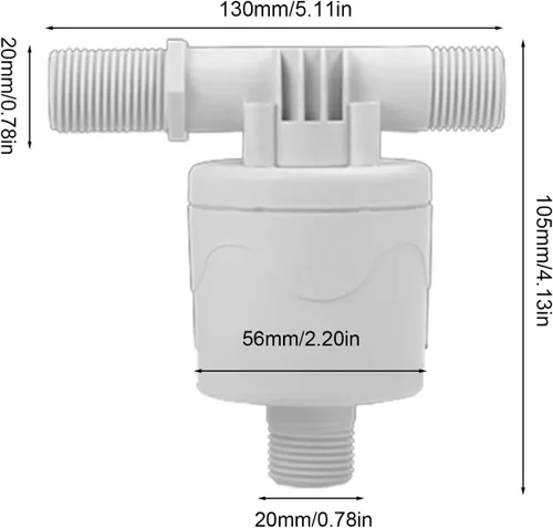 Vista 5 de Válvula de flotador de agua - Válvula automática de control de nivel de agua, flotador de bola para tanques Latón, ajustable para lavadora