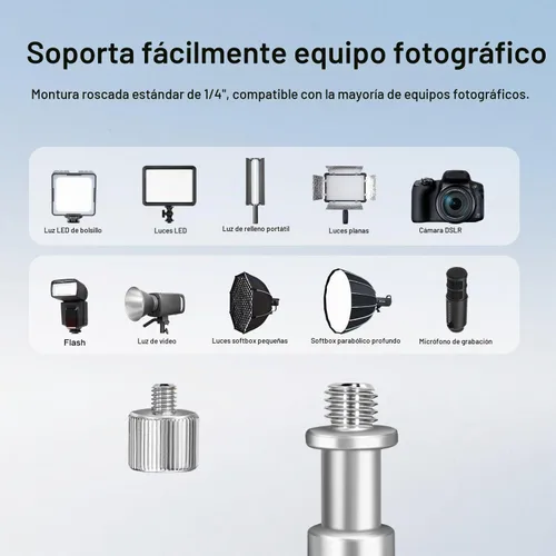 Vista 5 de FreeSea Soporte de luz de fibra de carbono MT-02C, trípode ajustable