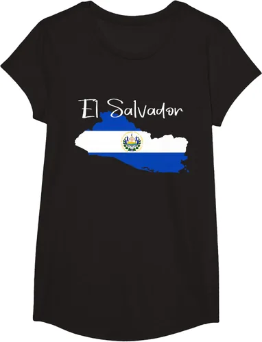 Vista 5 de Camiseta con la bandera de El Salvador, mapa de El Salvador, camiseta de Salvador para mujer
