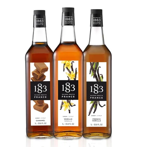 Vista 63 de 1883 Jarabe de Amaretto para bebidas, fabricado en Francia, botella de plástico de 1 litro