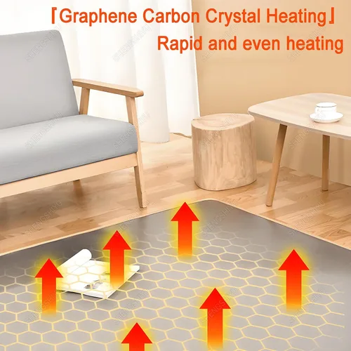 Vista 2 de Heated Carpet,Electric Floor Heating,Indoor Circulating Heat,Adjustable Temperature,Durables PVC,Creates a Warm Space for Family (100×100cm)