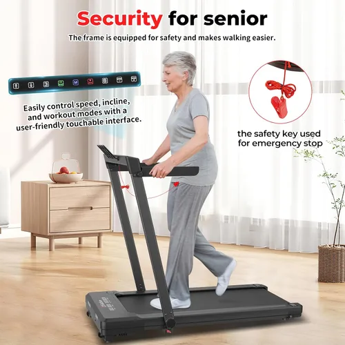 Vista 6 de SubSun Foldable Treadmill for Home, Portable Walking Pad with Handle, Manuall/Auto/No Incline, 2.5HP Treadmill with 265 Lbs, Black/White