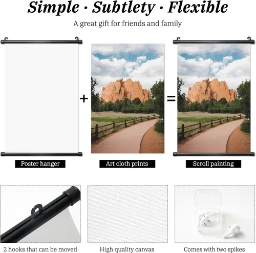 Vista 4 de Pósteres colgantes personalizados para pared, añade tu propio texto personalizado, imagen de texto personalizado, pintura de pergamino colgante
