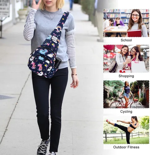Vista 2 de Kamo Bolso bandolera para mujer, bolso cruzado casual, mochila cruzada floral, mochila cruzada de viaje, bolsa de hombro para senderismo