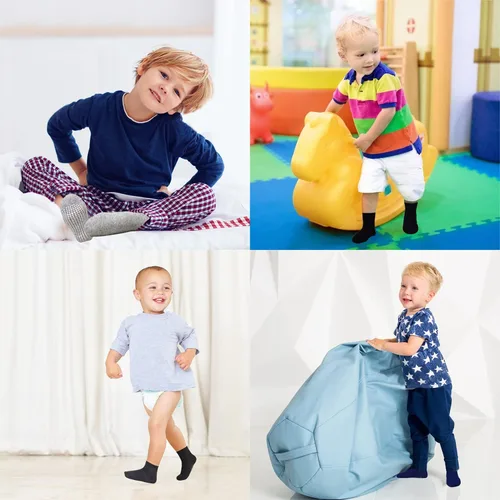 Vista 3 de SkiBeaut Calcetines para niños pequeños, calcetines para niños con agarres, 12 pares antideslizantes para niños pequeños y niñas con agarre para 1-7