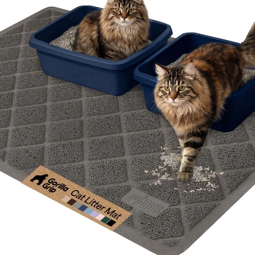 Vista 45 de GORILLA GRIP Tapete para caja de arena para gatos, resistente al agua, respaldo texturizado, fácil de limpiar, menos residuos y suelos limpios, 17 x