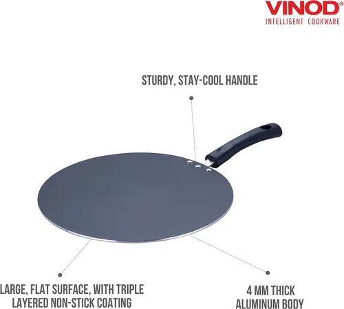 Vista 6 de Vinod Cookware - Plancha de cocina plana multi (Tawa) con base de inducción, sartén antiadherente 100% aluminio con superficie antiarañazos, sartén