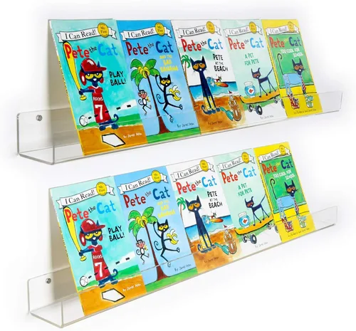 Vista 11 de NIUBEE Estanterías flotantes de acrílico de 16.5 pulgadas, paquete de 2, estantes de pared modernos transparentes para niños/niños, estantes